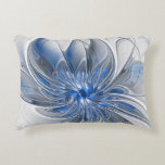 Abstrakt Blue Gray Fraktal Art Blume Dekokissen<br><div class="desc">Eine einzigartige Fantasy-Blume in Blau- und Grautönen, abstrakt und elegant. Design für Ihr Akzent Kissen und mehr.</div>