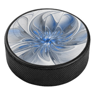 Abstrakt Blue Gray Fraktal Art Blume Eishockey Puck