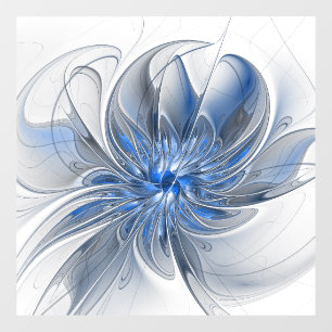 Abstrakt Blue Gray Fraktal Art Blume Fensteraufkleber