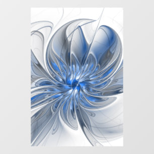 Abstrakt Blue Gray Fraktal Art Blume Fensteraufkleber