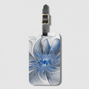 Abstrakt Blue Gray Fraktal Art Blume Gepäckanhänger
