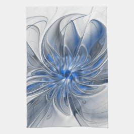 Abstrakt Blue Gray Fraktal Art Blume Geschirrtuch