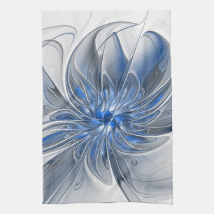 Abstrakt Blue Gray Fraktal Art Blume Geschirrtuch
