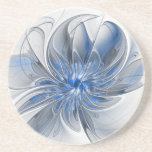 Abstrakt Blue Gray Fraktal Art Blume Getränkeuntersetzer<br><div class="desc">Eine einzigartige Fantasy-Blume in Blau- und Grautönen, abstrakt und elegant. Ungewöhnliches Design für Ihren dekorativen, blumengeschmückten Sandstein Untersetzer und mehr.</div>