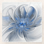 Abstrakt Blue Gray Fraktal Art Blume Glasuntersetzer<br><div class="desc">Eine einzigartige Fantasy-Blume in Blau- und Grautönen,  abstrakt und elegant. Ungewöhnliches Design für Ihren dekorativen Blumenglas-Untersetzer und mehr.</div>