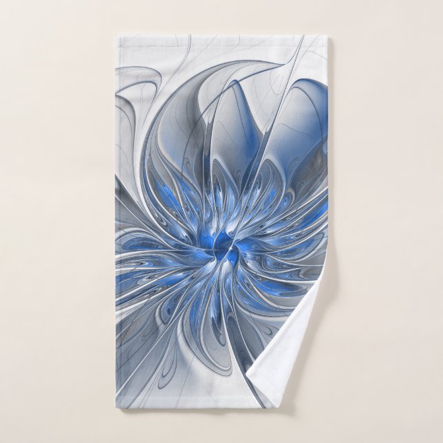 Abstrakt Blue Gray Fraktal Art Blume Handtuch (Handtuch)
