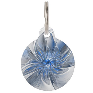 Abstrakt Blue Gray Fraktal Art Blume Haustiermarke
