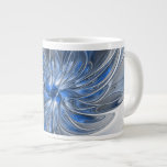 Abstrakt Blue Gray Fraktal Art Blume Jumbo-Tasse<br><div class="desc">Eine einzigartige Fantasy-Blume in Blau- und Grautönen, abstrakt und elegant. Ungewöhnliches Design für Ihre dekorative Blumenjumbo Kaffee Tasse und mehr.</div>