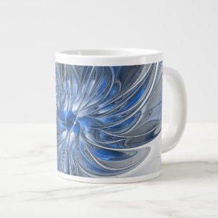 Abstrakt Blue Gray Fraktal Art Blume Jumbo-Tasse