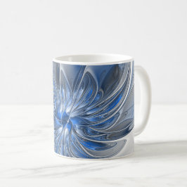 Abstrakt Blue Gray Fraktal Art Blume Kaffeetasse
