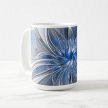 Abstrakt Blue Gray Fraktal Art Blume