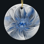 Abstrakt Blue Gray Fraktal Art Blume Keramik Ornament<br><div class="desc">Eine einzigartige Fantasy-Blume in Blau- und Grautönen,  abstrakt und elegant. Ungewöhnliches Design für Ihr dekoratives Blumenmuster rund Keramik Ornament und vieles mehr.</div>