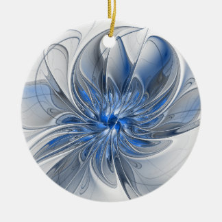Abstrakt Blue Gray Fraktal Art Blume Keramik Ornament