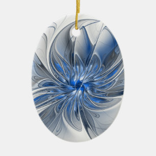 Abstrakt Blue Gray Fraktal Art Blume Keramik Ornament