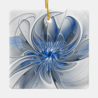 Abstrakt Blue Gray Fraktal Art Blume Keramikornament