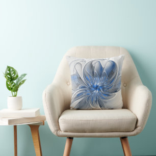 Abstrakt Blue Gray Fraktal Art Blume Kissen