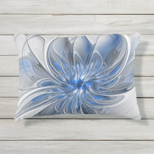 Abstrakt Blue Gray Fraktal Art Blume Kissen Für Draußen