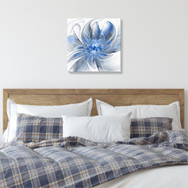 Abstrakt Blue Gray Fraktal Art Blume Leinwanddruck