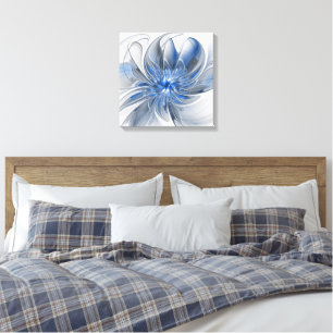 Abstrakt Blue Gray Fraktal Art Blume Leinwanddruck