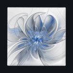 Abstrakt Blue Gray Fraktal Art Blume Magnet<br><div class="desc">Eine einzigartige Fantasy-Blume in Blau- und Grautönen, abstrakt und elegant. Design für Ihren Magneten und mehr.</div>