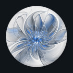 Abstrakt Blue Gray Fraktal Art Blume Magnet<br><div class="desc">Einzigartige Fantasy-Blume in Blau- und Grautönen,  abstrakt und elegant. Design für Ihren runden Magneten und mehr.</div>
