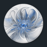Abstrakt Blue Gray Fraktal Art Blume Magnet<br><div class="desc">Einzigartige Fantasy-Blume in Blau- und Grautönen,  abstrakt und elegant. Design für Ihren runden Magneten und mehr.</div>