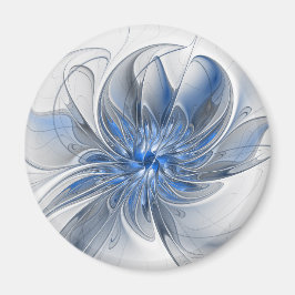 Abstrakt Blue Gray Fraktal Art Blume Magnet