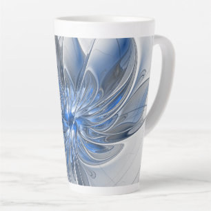 Abstrakt Blue Gray Fraktal Art Blume Milchtasse