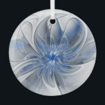 Abstrakt Blue Gray Fraktal Art Blume Ornament Aus Glas<br><div class="desc">Eine einzigartige Fantasy-Blume in Blau- und Grautönen,  abstrakt und elegant. Ungewöhnliches Design für Ihre dekorative Blumenrundverzierung und mehr.</div>