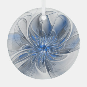 Abstrakt Blue Gray Fraktal Art Blume Ornament Aus Glas