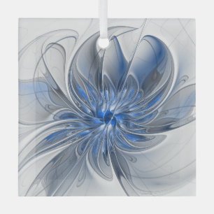 Abstrakt Blue Gray Fraktal Art Blume Ornament Aus Glas