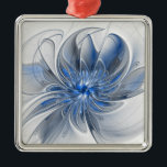 Abstrakt Blue Gray Fraktal Art Blume Ornament Aus Metall<br><div class="desc">Eine einzigartige Fantasy-Blume in Blau- und Grautönen,  abstrakt und elegant. Ungewöhnliches Design für Ihre dekorative Blumenquadratische Metall-Ornament und mehr.</div>