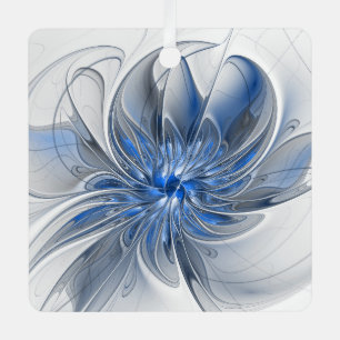 Abstrakt Blue Gray Fraktal Art Blume Ornament Aus Metall