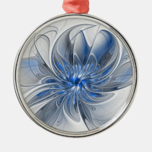 Abstrakt Blue Gray Fraktal Art Blume Ornament Aus Metall