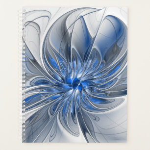 Abstrakt Blue Gray Fraktal Art Blume Planer