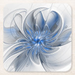 Abstrakt Blue Gray Fraktal Art Blume Rechteckiger Pappuntersetzer<br><div class="desc">Einzigartige Fantasy-Blume in Blau- und Grautönen,  abstrakt und elegant. Design für Ihre Pulpboard Untersetzer und mehr.</div>