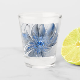 Abstrakt Blue Gray Fraktal Art Blume Schnapsglas