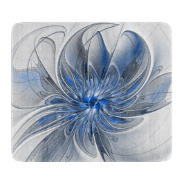 Abstrakt Blue Gray Fraktal Art Blume Schneidebrett