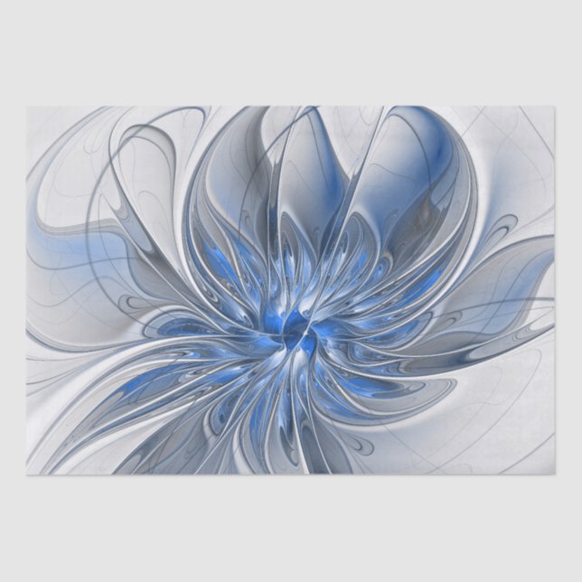 Abstrakt Blue Gray Fraktal Art Blume Seidenpapier (Vorderseite)