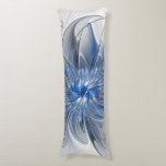 Abstrakt Blue Gray Fraktal Art Blume Seitenschläferkissen<br><div class="desc">Einzigartige Fantasy-Blume in Blau- und Grautönen,  abstrakt und elegant. Design für Ihr Kissen und mehr.</div>