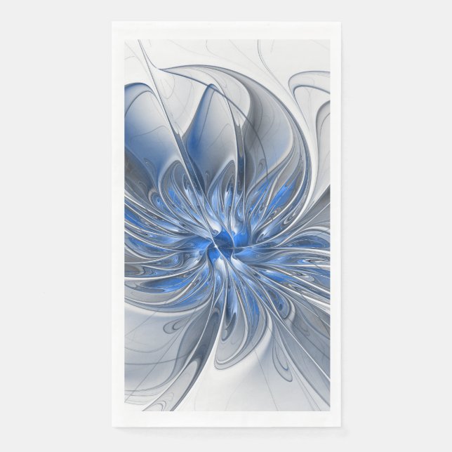 Abstrakt Blue Gray Fraktal Art Blume Serviette (Vorderseite)