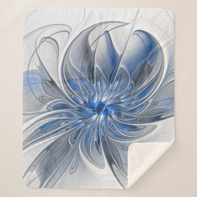 Abstrakt Blue Gray Fraktal Art Blume Sherpadecke (Vorderseite)