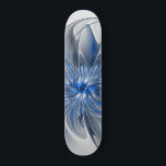 Abstrakt Blue Gray Fraktal Art Blume Skateboard<br><div class="desc">Eine einzigartige Fantasy-Blume in Blau- und Grautönen,  abstrakt und elegant. Design für Ihr Skateboard und mehr.</div>