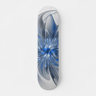 Abstrakt Blue Gray Fraktal Art Blume Skateboard