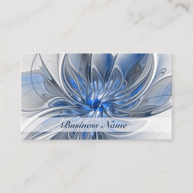 Abstrakt Blue Gray Fraktal Art Blume Visitenkarte (Vorderseite)