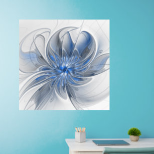 Abstrakt Blue Gray Fraktal Art Blume Wandaufkleber