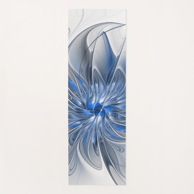 Abstrakt Blue Gray Fraktal Art Blume Yogamatte (Vorderseite)