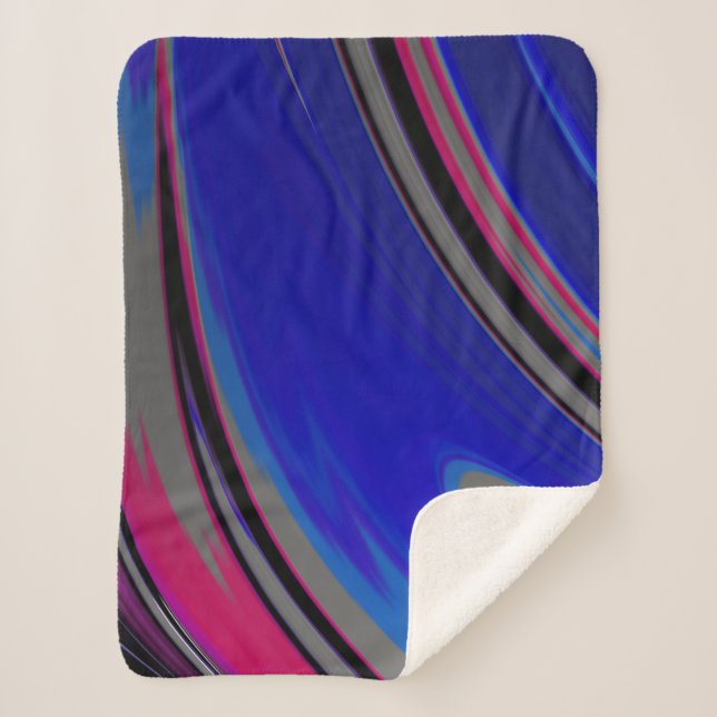 Abstrakt Blue Gray Magenta Fraktal Swirl Sherpadecke (Vorderseite)