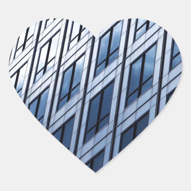 Abstrakt Blue Gray Windows Herz-Aufkleber (Vorderseite)
