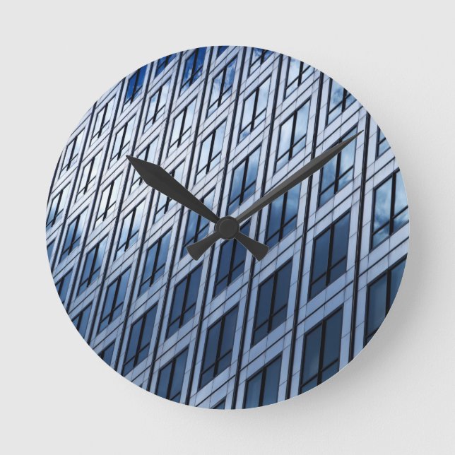 Abstrakt Blue Gray Windows Runde Wanduhr (Vorderseite)